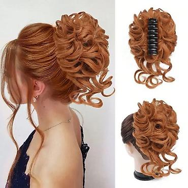 Perike i klipse: Naziv: Umetak/punđa od sintetičke kose – kovrdžava, brza frizura — 9