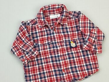 czerwona koszula w kratę dla chłopca: Kaftanik, 3-6 m, stan - Dobry