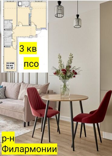 квартира недвижимость: 3 комнаты, 100 м², Элитка, 5 этаж, ПСО (под самоотделку)