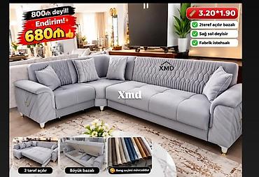 Divanlar: Modern künc divan – XMD Ölçü: 3.20 × 1.90 m - 2 tərəf açılır, böyük — 1