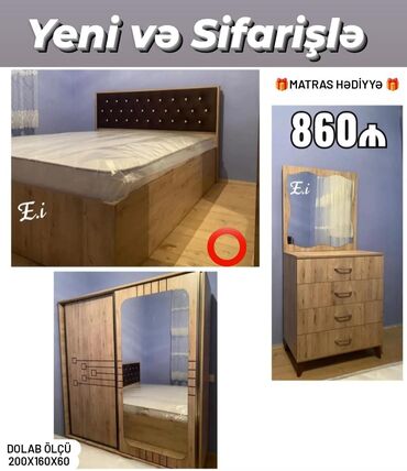 Mətbəx mebeli: *Yataq Dəsti - 860 AZN💥* ✔️Rəng seçimi var *🎁Matras hədiyyə* ✔️