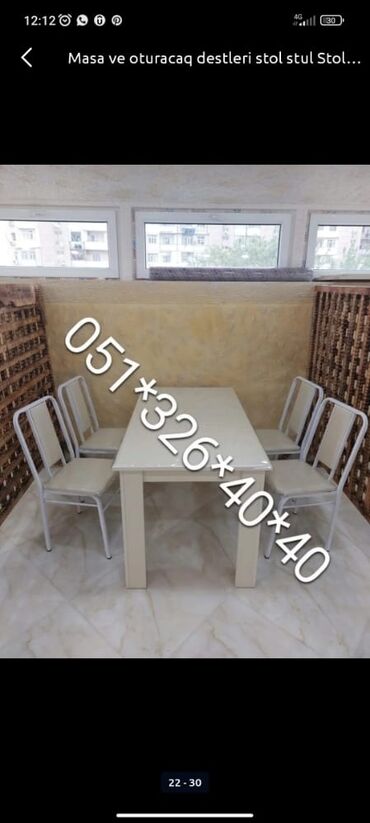 Masa və oturacaq dəstləri: Mətbəx üçün, Yeni, Dördbucaq masa, 4 stul — 27