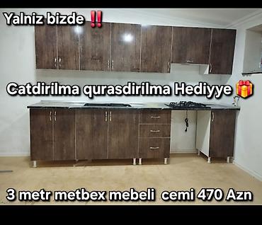 sud ceken: Sifarişlə mətbəx dəsti, Özü çəkən petlələr, Parlaq laminat, Kredit yoxdur, Pulsuz çatdırılma — 1