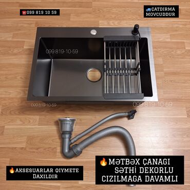 Mətbəx çanaqları: Yeni Kvadrat Mətbəx çanağı, Şkafsız, Paslanmaz polad, Pulsuz çatdırılma — 1