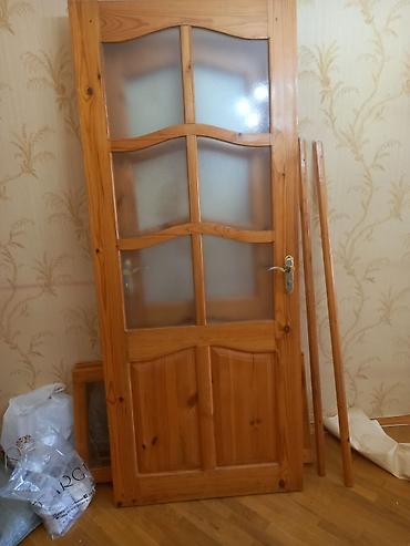 şam balı: Şüşəli taxta otaq qapısı - Material: təbii ağac (şam ağacı rəngində) — 1