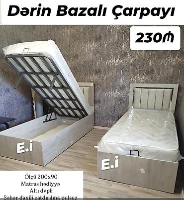matrasi: Dərin bazalı çarpayı. Ölçü: 200x90 sm. Altı dvplidir. Matras — 1
