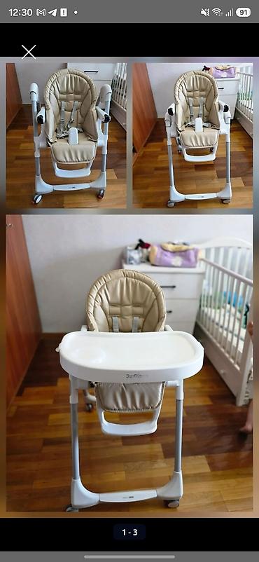me: Стульчик для кормления, Б/у, Peg perego, Пластик, Трансформер, цвет - Бежевый — 3