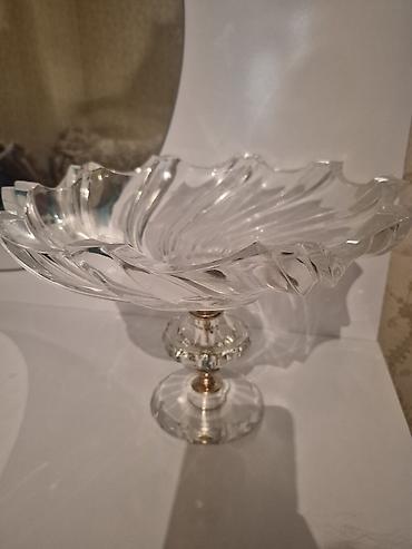 qənd: Şüşə ayaqlı meyvə və ya şirniyyat qabı - Material: qalın, şəffaf şüşə — 1