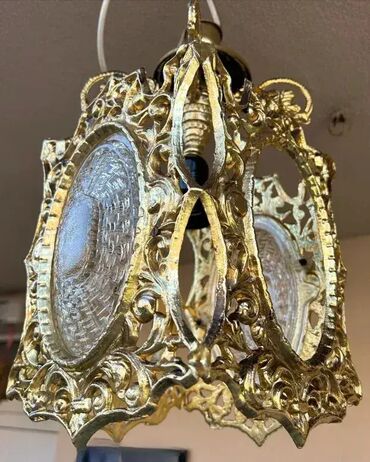 RS - Antique Chandeliers: Stari luster / fenjer - STAKLO / METAL - MOGUĆ PREVOZ U odličnom — 2