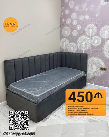 столы из натурального дерева: Künc tipli tək nəfərlik taxt-krevet - Ölçülər: 90x200 sm - Mexanizm