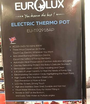 termos çaynik: Termopot Eurolux, 6 l, Yeni, Ünvandan götürmə, Ödənişli çatdırılma, Rayonlara çatdırılma — 7