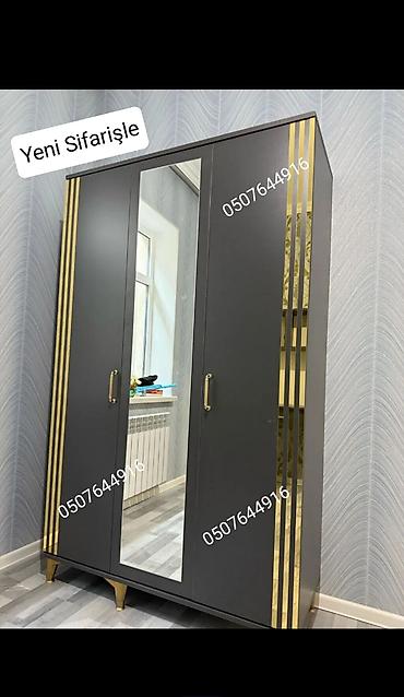 kreslo tek: Düz dolab, Yataq otağı üçün, Paltar üçün, Açılan, Korpuslu, 6 qapı — 10