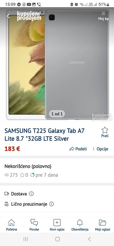 Tableti: Samsung Galaxy Tab A7 Lite (model SM‑T220) - Ekran 8.7" - Stražnja — 11