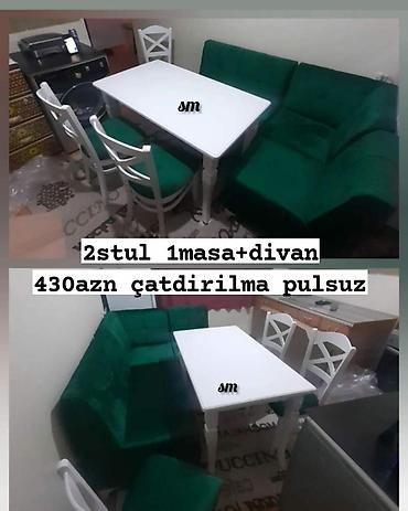 masa ev: ✔️Sifarişlə✔️ *✔️Kuxna üçün dest 1 masa 2 stul künc divan dəsti✨✨* ✔️ — 4