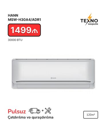 kondisioner qaz: Kondisioner 100-dən çox kv. m, Split sistem, Kredit yoxdur, Pulsuz quraşdırılma
