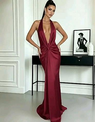 massimo dutti baletanke: Elegantna duga svečana haljina sa dubokim V dekolteom i vezivanjem za — 3