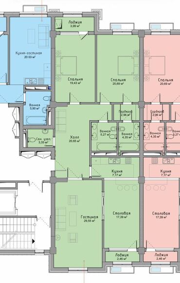 Продажа квартир: 3 комнаты, 137 м², Элитка, 9 этаж, ПСО (под самоотделку)