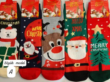 Kolqotkalar, corablar: Yeni il temalı corablar – 35-40 ölçü aralığı - Dizaynlar: Santa — 1