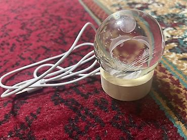 Ночники: Кристальный 3D‑шар с подсветкой на деревянной подставке - Стеклянный — 1