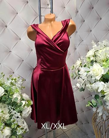 Haljine: Svečane kratke haljine od satena – model sa preklopljenim dekolteom i — 1