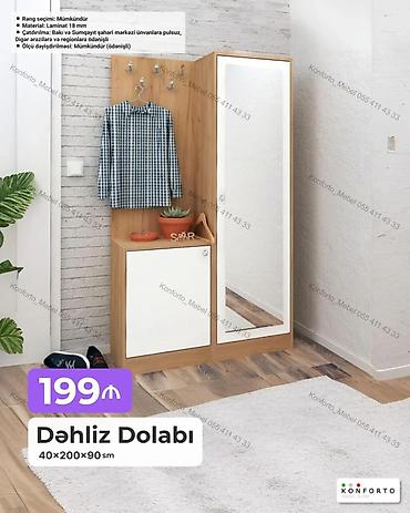 Mebel: Dəhliz dolabı – 40×200×90 sm - Material: 18 mm laminat - Rəng seçimi — 1