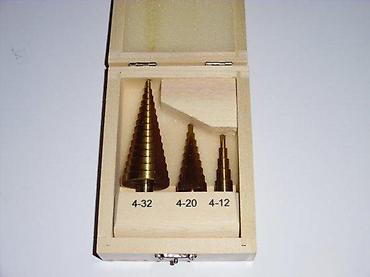 Burgije: Set stepenastih burgija – 3 komada u drvenoj kutiji - Tip: stepenaste — 5