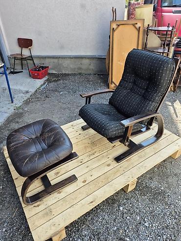 Fotelje: Naslonjač sa tabureom (set) - Udobna fotelja sa pripadajućim tabureom — 1