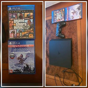 playstation 4 disc: Qiymət 400 manat oyunlarla birge 10 oyun var (2 disk) Playstation slim — 1
