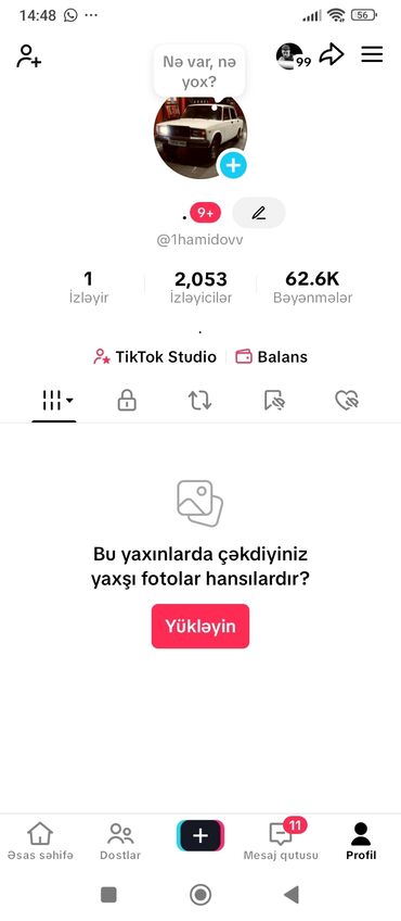 Digər: Tiktok hesabı aktivdir satılır