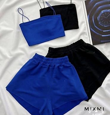 termo helanke: Komplet za leto crop top na bratele i šorc sirok kratak sa elasticnim — 1