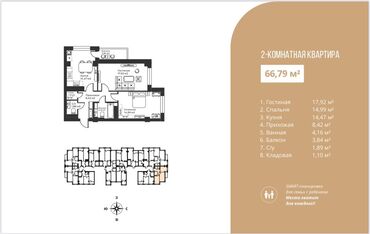 офис в жилом доме: 2 комнаты, 66 м², Элитка, 11 этаж, ПСО (под самоотделку)