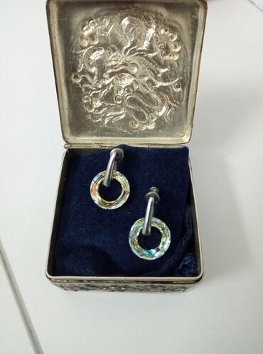 nakit kompleti: Gorski kristal nausnice+poklon prsten sa visuljkom/sterling srebro