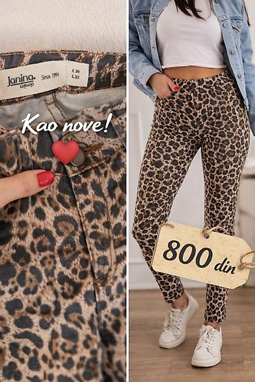 ck duks: Janina denim pantalone sa animal printom (leopard) - Veličina: 36 — 1