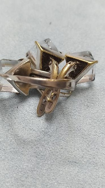 Серебряные наборы украшений: Набор украшений: серьги + кольцо с прозрачными камнями,горный хрусталь — 18