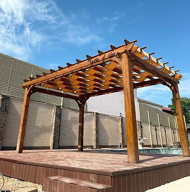 ailə agacı: Açıq havada istirahət zonaları üçün taxta pergola 6x4 metr - — 2