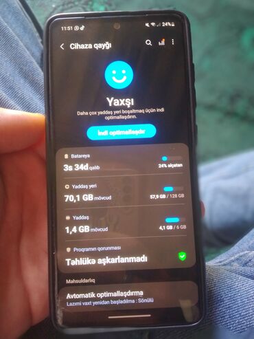 telefon soyuducu fan qiymeti: Samsung A51, 128 GB, rəng - Göy, İki sim kartlı