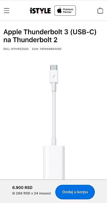 Kablovi i adapteri: Apple Thunderbolt 3 (USB‑C) на Thunderbolt 2 адаптер Opis - Двосмерни — 2