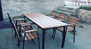 Bağ, çöl masa və oturacaq dəstləri: Yeni, Kvadrat masa, 4 stul, Açılmayan, Stullar ilə, Taxta, Azərbaycan — 13