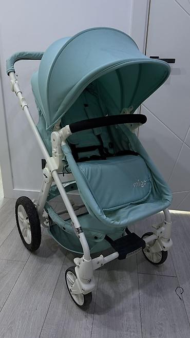 Коляски: Детская коляска Mige 2-в-1 (прогулочный блок и люлька), бирюзовый — 1