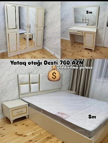 notebook masasi: Yataq otağı dəsti Komplekt: - 4 qapılı dolab: iki güzgülü orta qapı — 1