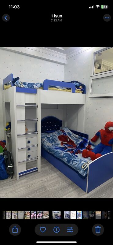 İkimərtəbəli uşaq çarpayıları: Oğlan üçün, İşlənmiş, Çarpayı, Matras ilə, Siyirməli