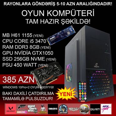 Masaüstü kompüterlər və iş stansiyaları: Oyun üçün Kompüter "RGB Legion Core i5 3470 GTX1050 2GB 256GB NVME” — 3