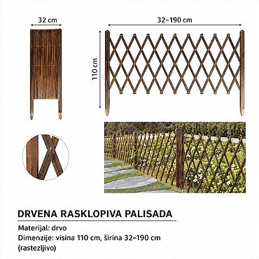 KMT Teleskopski drvena ograda 501968 Opis: - Drvena rasklopiva