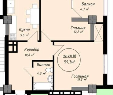 Продажа квартир: 2 комнаты, 59 м², Элитка, 4 этаж, ПСО (под самоотделку)