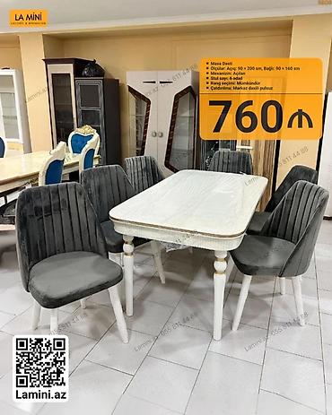 Məhsul: Masa dəsti - Tərkib: 1 açılan masa + 6 ədəd stul - Ölçülər
