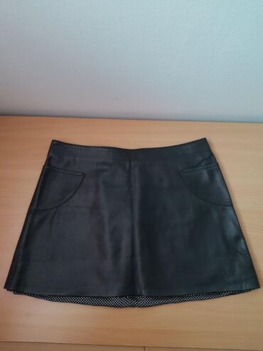 braon kozna suknja: XS (EU 34), Mini, bоја - Crna
