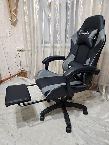 Игровые кресла: Игровое кресло, Новый, С колесиками, цвет - Черный, Кожа — 4