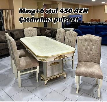 kreslo gence: Qonaq otağı üçün, Yeni, Açılmayan, Dördbucaq masa, 6 stul — 1