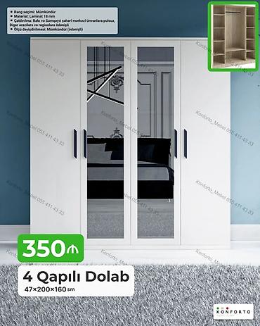 Dolablar: 4 qapılı dolab – 47×200×160 sm - Material: 18 mm laminat - Rəng — 1