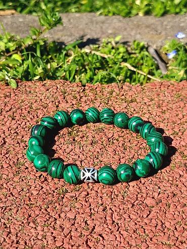 Narukvice: Kalist kamene brojanice od malahita, ručno rađene sa blagoslovom SPC — 13